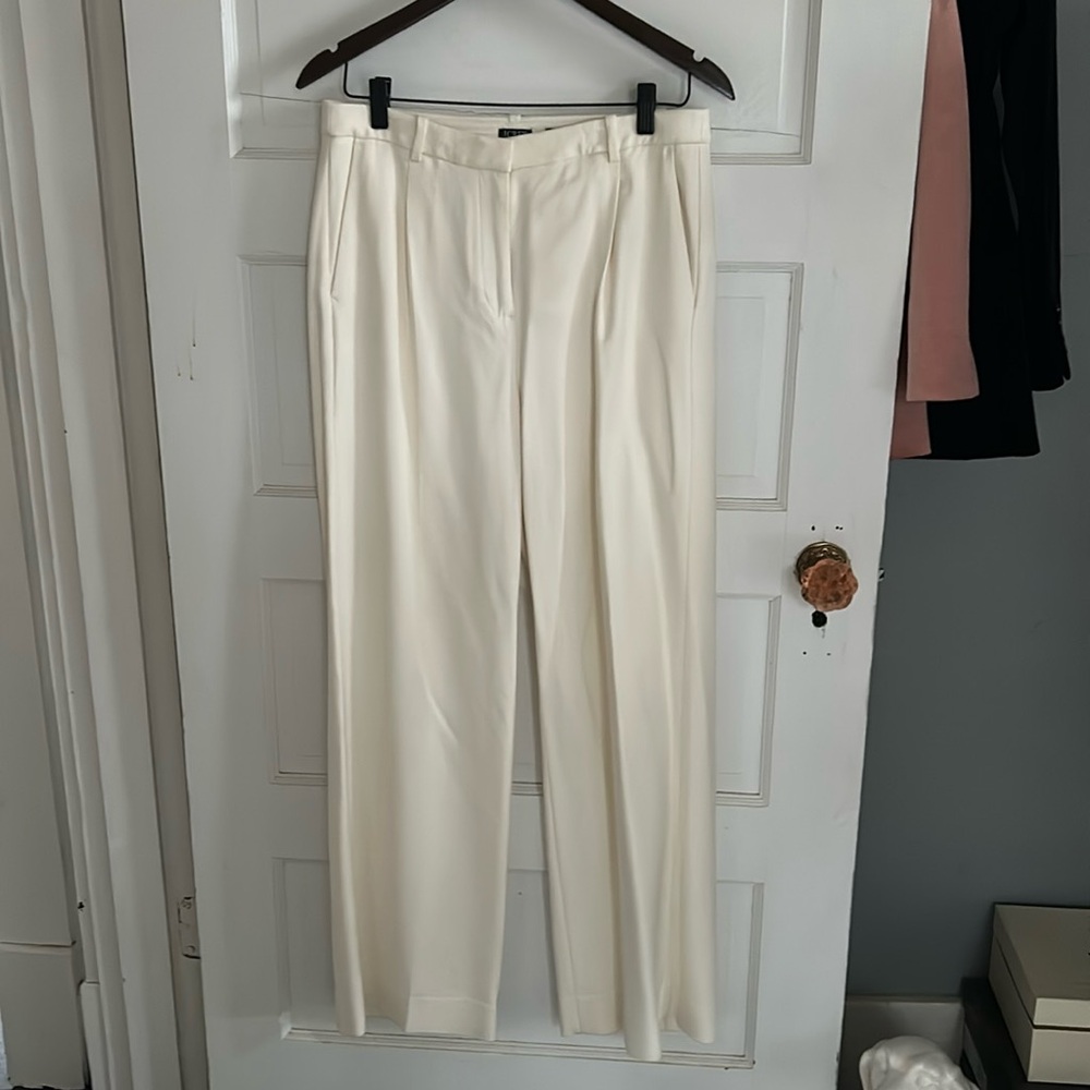 JCrew Ivory Wide Leg Essential Pant in City Crepe Sz 6